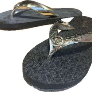 Gold and Brown Michael Kors Flip Flops